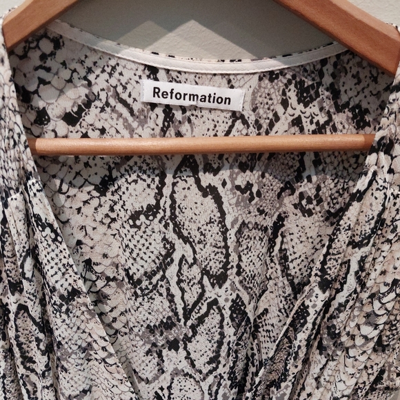 Reformation Snakeskin Print wrap dress, XS - Picture 2 of 5
